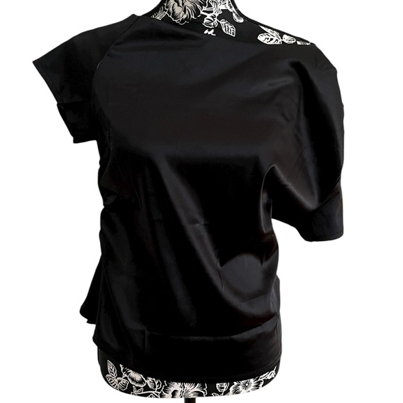 Vidussa size  large black stretch silk off shoulder top shirred side - Picture 8 of 16